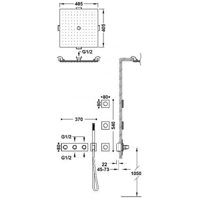 Tres B-System zestaw prysznicowy podtynkowy termostatyczny z deszczownicą różowe złoto mat 30725406OPM