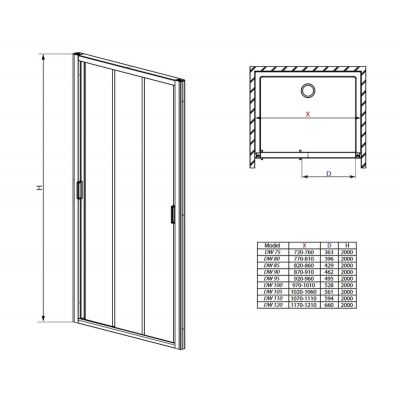 Radaway Evo DW drzwi prysznicowe 95 cm chrom/szkło przezroczyste 335095-01-01