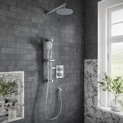 Zestaw Villeroy & Boch Taps & Fittings zestaw prysznicowy podtynkowy termostatyczny z deszczownicą chrom (TVD00065100000, TVD00065300061,TVC00040120061,TVC00045351061, TVC00045351061, TVC00045600061)