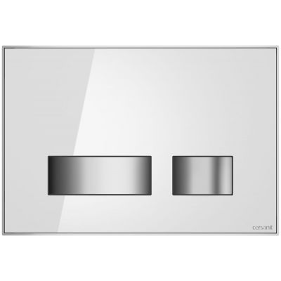 Cersanit Movi przycisk spłukujący do WC szkło białe/chrom S97-012