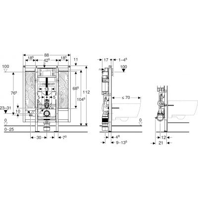 Geberit Duofix Sigma stelaż podtynkowy do miski WC wiszącej dla niepełnosprawnych 111.904.00.6