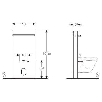 Geberit Monolith moduł sanitarny do bidetu H101 szkło czarne/aluminium 131.030.SJ.5