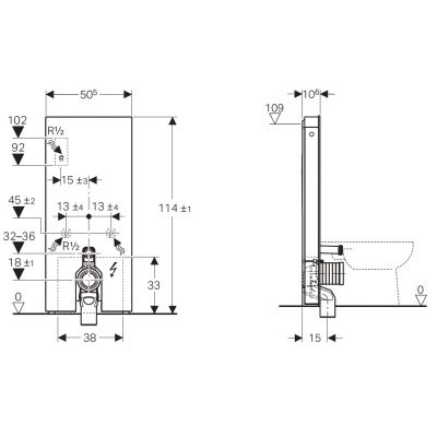 Geberit Monolith Plus moduł sanitarny do WC stojącego H114 szkło czarne/aluminium 131.233.SJ.5