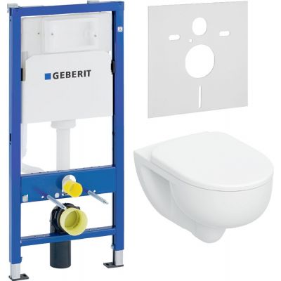 Zestaw Geberit Basic stelaż podtynkowy, uszczelka wygłuszająca i miska z deską wolnoopadającą (111.170.00.1, 156.050.00.1, 503.083.00.1)