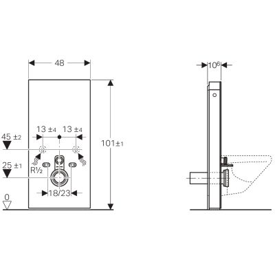 Geberit Monolith moduł sanitarny do WC wiszącego H101 szkło czarne/aluminium 131.021.SJ.5