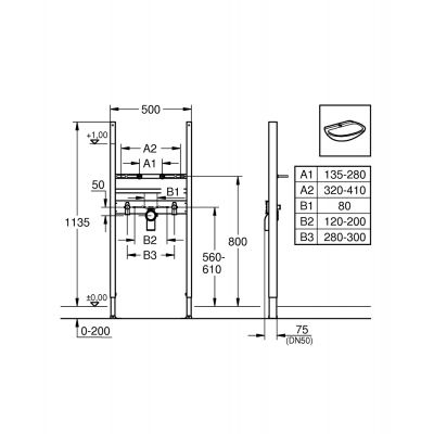 Grohe Rapid SL stelaż podtynkowy do umywalki 38731000