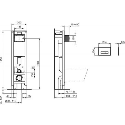 Ideal Standard Prosys stelaż podtynkowy do miski WC wiszącej E2332AC