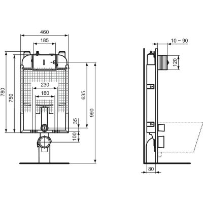 Ideal Standard Prosys stelaż podtynkowy do miski WC wiszącej R014667