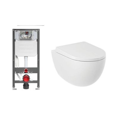 Zestaw Kludi Unifix stelaż podtynkowy i miska WC Resa D spłukiwanie wirowe z deską wolnoopadającą biały (79300, 24WCSET43)