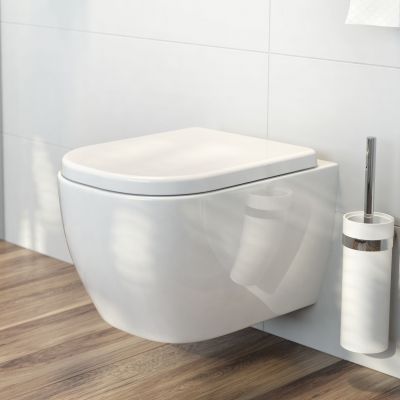 Zestaw Oltens Vernal miska WC wisząca z deską wolnoopadającą i stelaż podtynkowy Tece Base z przyciskiem Now czarny mat (9400407, 42502000, 45103000, 9240407)