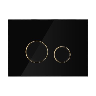 Oltens Lule przycisk spłukujący do WC szklany czarny/złoty mat/czarny 57203300