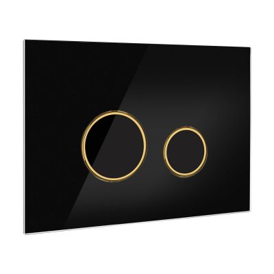 Outlet - Oltens Lule przycisk spłukujący do WC szklany czarny/złoty mat/czarny 57203300
