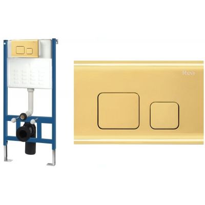 Rea stelaż podtynkowy do WC z przyciskiem spłukującym F złoty REA-E9851