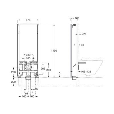 Roca Duplo In-Tank stelaż podtynkowy do miski WC wiszącej A890078100