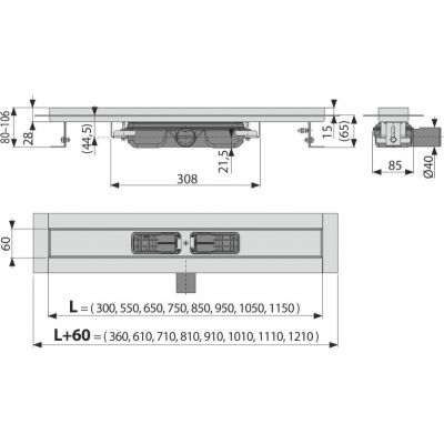 Alca Professional Low odpływ liniowy 85 cm APZ106-850