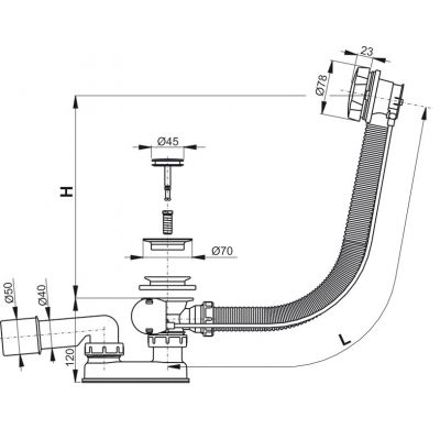Besco syfon wannowy automatyczny chrom SW-AUTO
