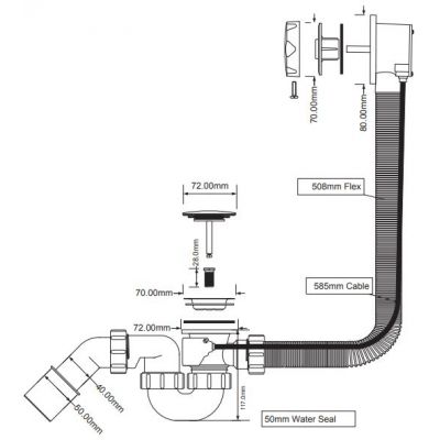 Cersanit syfon wannowy automatyczny chrom S904-004