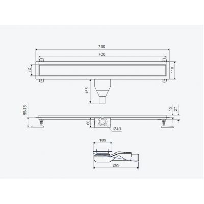 Excellent Stilio odpływ liniowy 70 cm złoty szczotkowany INEX.1515.700.R.GB