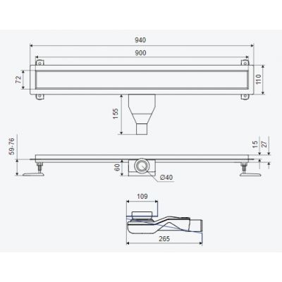 Excellent Stilio odpływ liniowy 90 cm miedź szczotkowana INEX.1515.900.P.CB