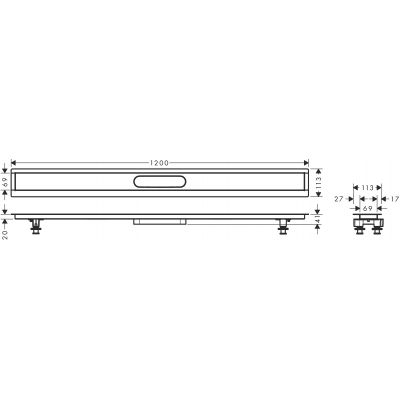 Hansgrohe Raindrain zestaw instalacyjny do odpływów liniowych 1200 cm 56015180