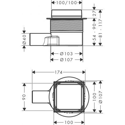 Hansgrohe RainDrain Point odpływ prysznicowy 10 cm czarny 56247670
