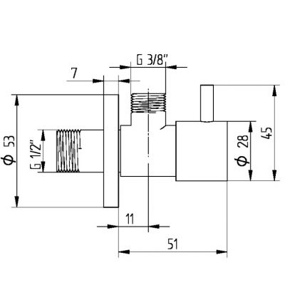 Kronenbach zawór ścienny kątowy chrom 053110699KB