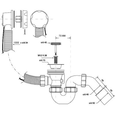 McAlpine zestaw odpływowo-przelewowy do wanny i głębokiego brodzika brąz antyczny HC31M-S2-1M-AB