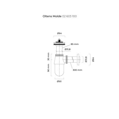 Oltens Molde syfon umywalkowy mosiężny butelkowy z korkiem chrom 02603100