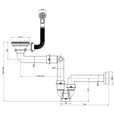Quadron Save Space odpływ zlewozmywakowy zatyczkowy 3 1/2" z syfonem 1-komorowy PVD złoty bez logo M1SSG5A