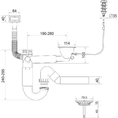 Primagran Save Space syfon zlewozmywakowy chrom 1K-P006-KH#P