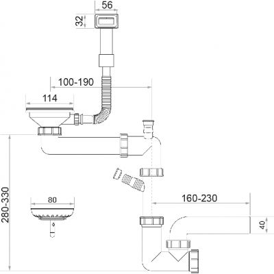 Primagran Save Space syfon zlewozmywakowy czarny P#1K-L005-M#P