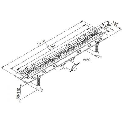 Prevex Eko Line odpływ liniowy prysznicowy 80 cm Perle polerowany WDO-800-03-4402