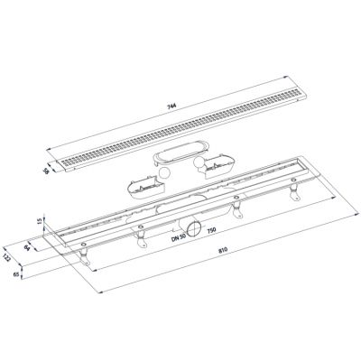 Polysan Indy odpływ liniowy 81 cm stal 73651