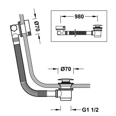 Tres syfon do wanny złoty 03453430OM