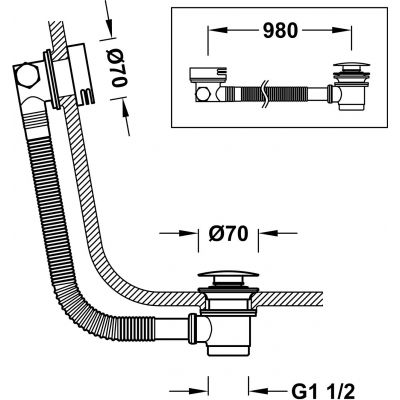 Tres syfon do wanny czarny mat 03453430NM