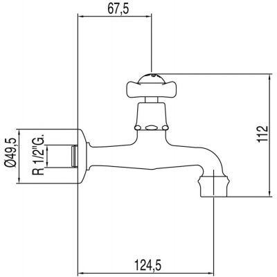 Tres Retro-Tres zawór kurkowy office chrom 1.24.520