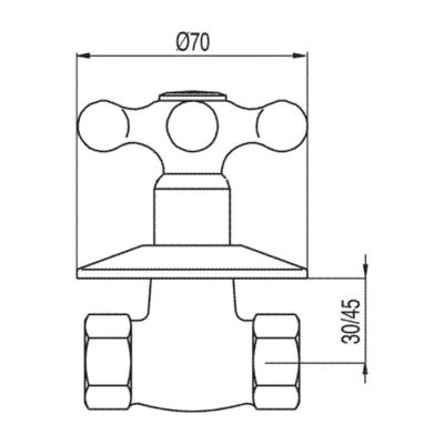 Tres Clasic-Tres zawór odcinajacy stary mosiądz 5.33.155.01.F