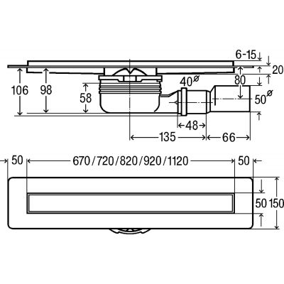Viega Advantix odpływ liniowy 80 cm stal 753214