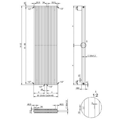 AG Evo Line Eterna Duo grzejnik pokojowy 180x41,9 cm podłączenie dolne piaskowy ciemny AG.ETVD.180.41.Q