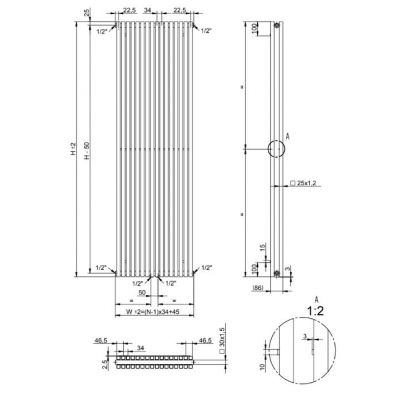 AG Evo Line Eterna Duo grzejnik pokojowy 180x48,7 cm podłączenie dolne piaskowy ciemny AG.ETVD.180.48.Q