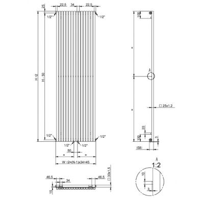 AG Evo Line Eterna Uno grzejnik pokojowy 180x35,1 cm podłączenie dolne czarny AG.ETVU.180.35.9005T