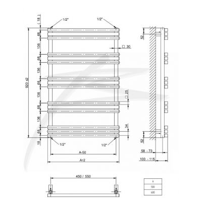 AG Evo Line Prime grzejnik łazienkowy drabinkowy 92x50 cm czarny strukturalny AG-PR.920.500.9005T