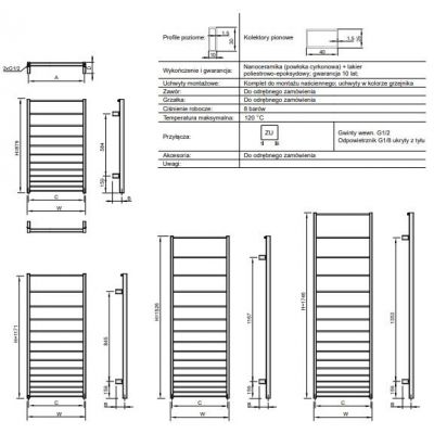 Enix Atut (AU) grzejnik łazienkowy dekoracyjny 152,6x55 cm biały AU0055015260230E0000
