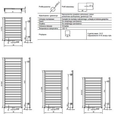 Enix Form (FR) grzejnik łazienkowy dekoracyjny 123,8x60,8 cm biały FR00608123802B0E0000