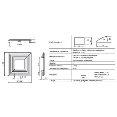 Enix Libra Soft (LS) grzejnik ozdobny 65x65 cm grafit strukturalny LS006500650141031000