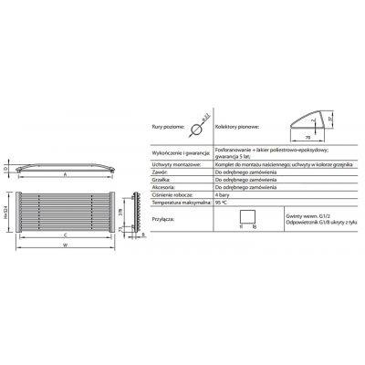 Enix Royal (R) grzejnik dekoracyjny 84,4x52,4 cm brąz metalik R0008440524053030000