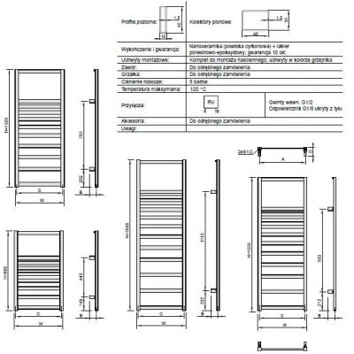Enix Revo (RV) grzejnik łazienkowy dekoracyjny 132,5x45 cm biały RV0045013250230E0000