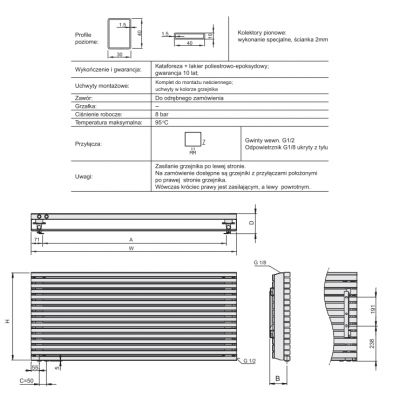 Enix Sorento Plus (SRP) grzejnik pokojowy 60x60 cm grafit strukturalny SRP0600060014L071000