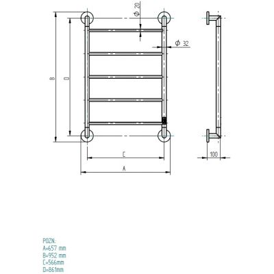 P.M.H. Niklas grzejnik elektryczny 95,2x65,7 cm czarny NI1B-R