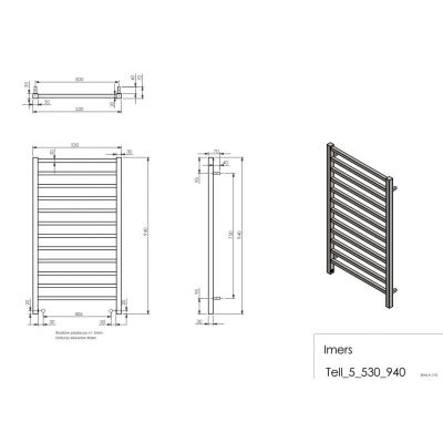 Imers Tell grzejnik łazienkowy 94x53 cm biały G0175309402